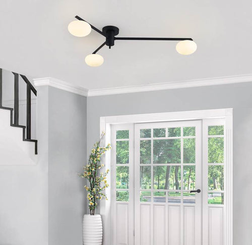 3-Light Starburst Flush Mount Fixture