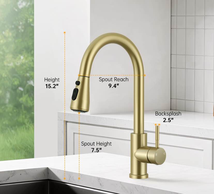 Brushed Gold Pull-Down Kitchen Faucet