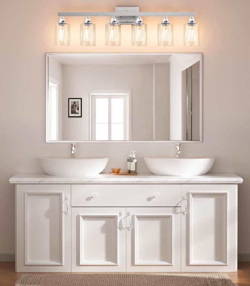 Polished Nickel 6-Light Bathroom Vanity Light