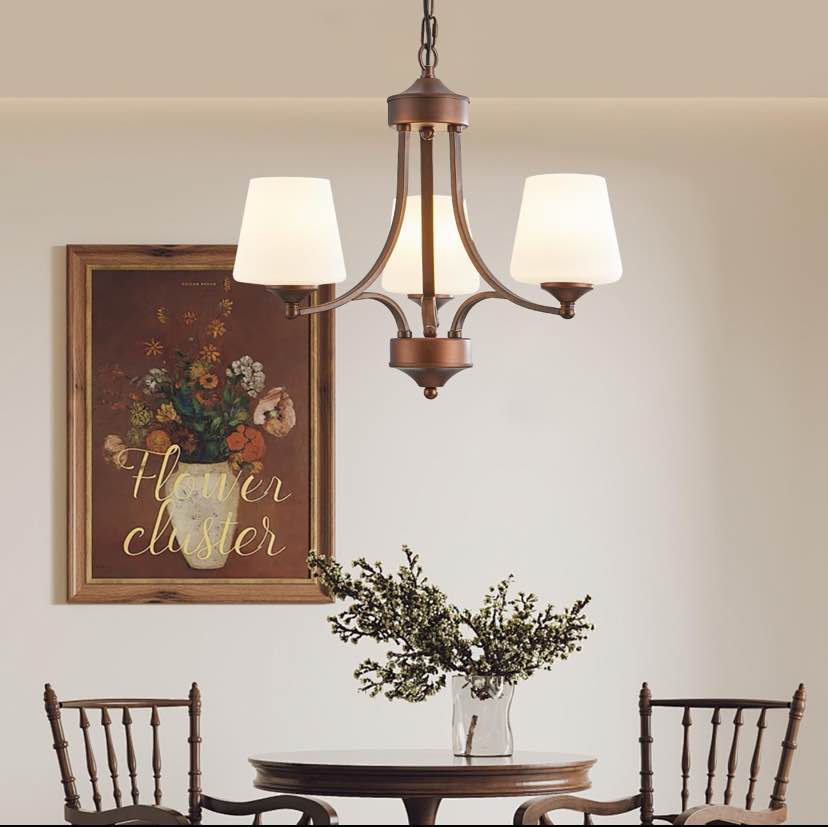 3-Light Brushed Bronze Chandelier