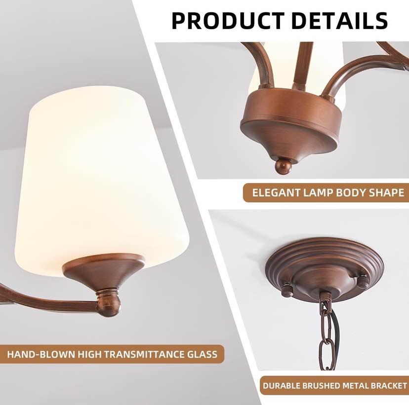 3-Light Brushed Bronze Chandelier
