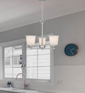 3-Light Chandelier - Brushed Nickel with White Frosted Glass Shades
