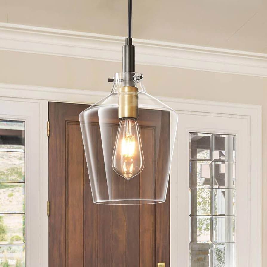 Black Farmhouse Pendant with Clear Glass Shade