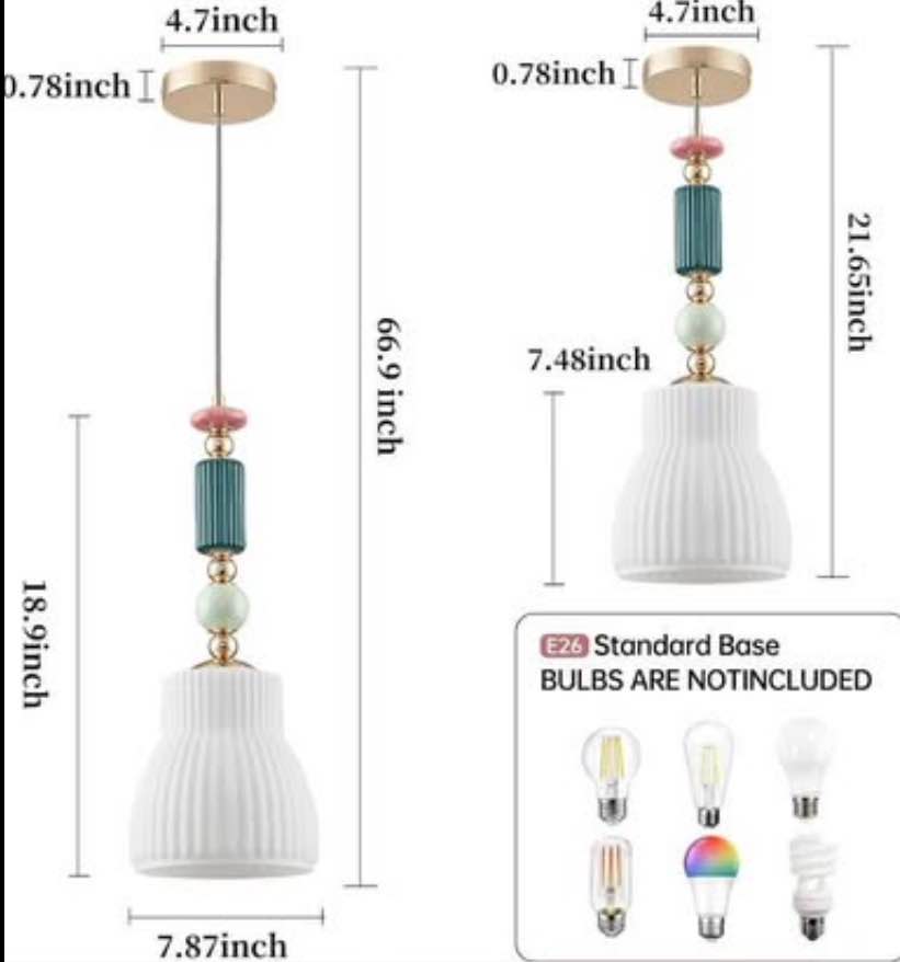 Modern Boho Pendant Light – Multi-Color Beaded Accent Fixture