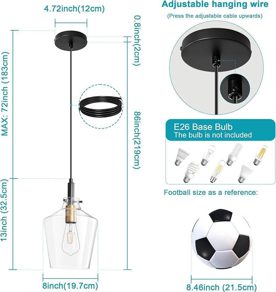 Black Farmhouse Pendant with Clear Glass Shade