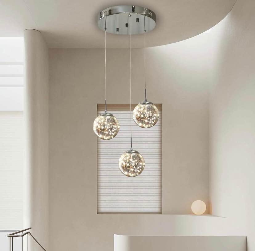 Triple Globe Chandelier – Floating Glass Pendant