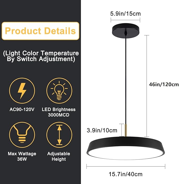 SLEEK LED Pendant with Adjustable Color Temperature