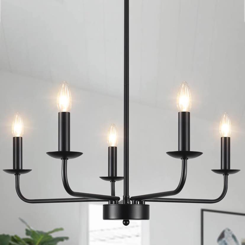 Modern Farmhouse Black 5-Light Chandelier