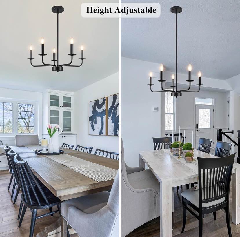 Modern Farmhouse Black 5-Light Chandelier