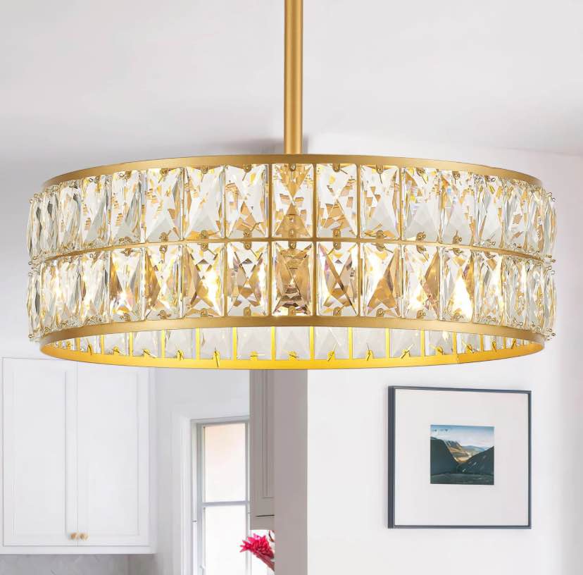 Gold Crystal Halo Luxe Chandelier