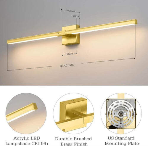 360° Rotatable LED Vanity Light Bar – Brushed Brass