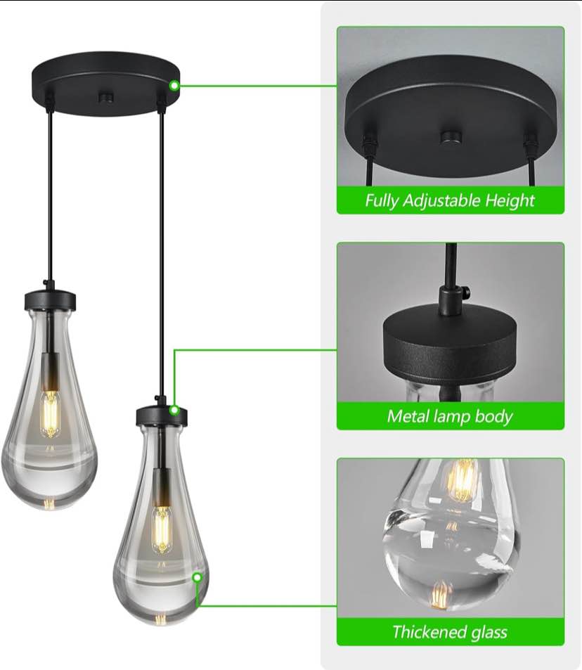 Teardrop Glass Pendant Light