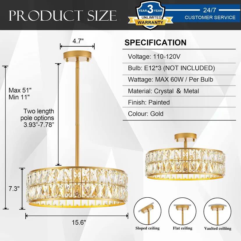 Gold Crystal Halo Luxe Chandelier