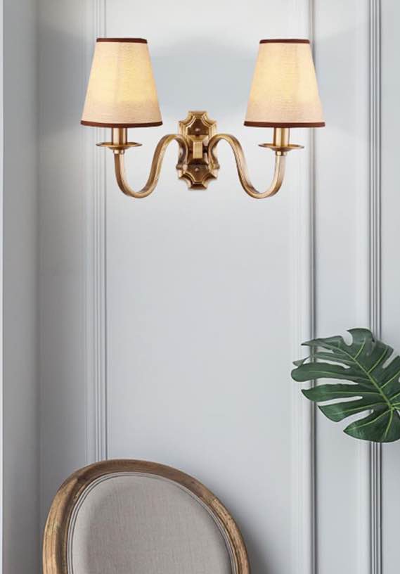 Vintage Double‑Arm Brass Wall Sconce