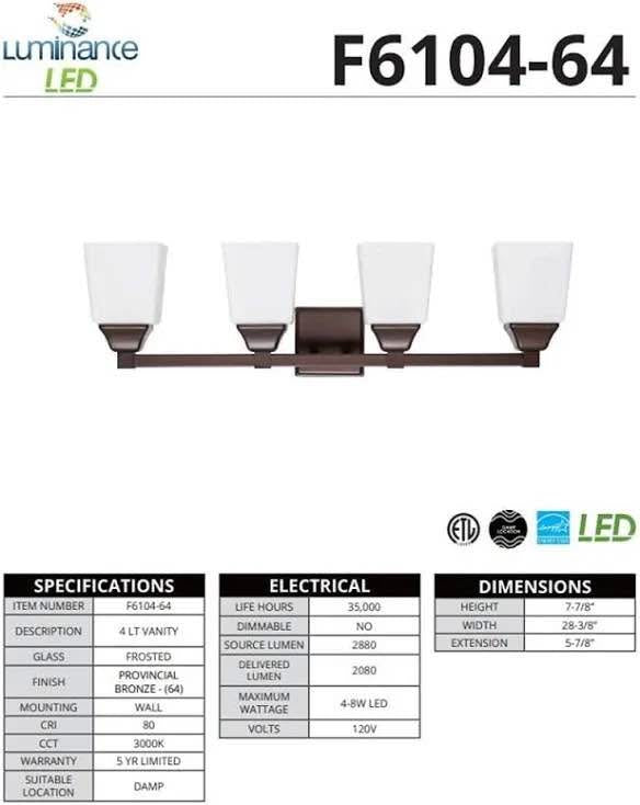 Provincial Bronze Bathroom Vanity Light