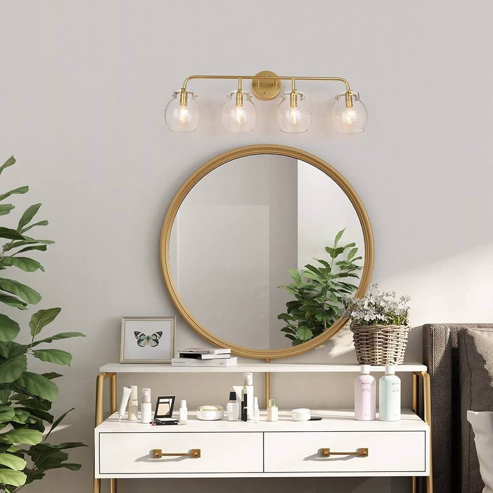 4-Light Brass/Gold Vanity Light