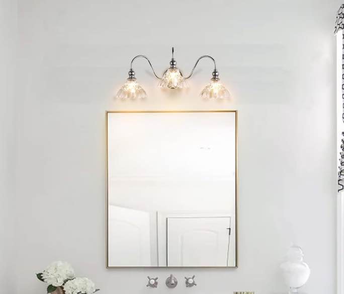 Elegant Vintage-Inspired Bathroom Vanity Light - 3 Light Chrome with Rippled Glass Shades