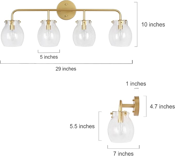 4-Light Brass/Gold Vanity Light