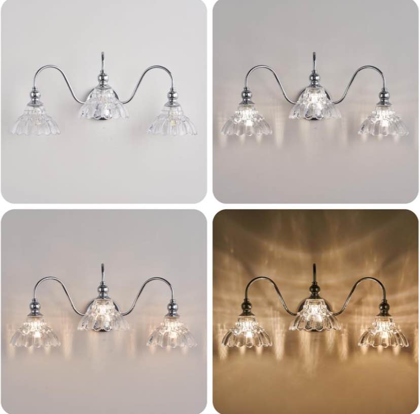 Elegant Vintage-Inspired Bathroom Vanity Light - 3 Light Chrome with Rippled Glass Shades