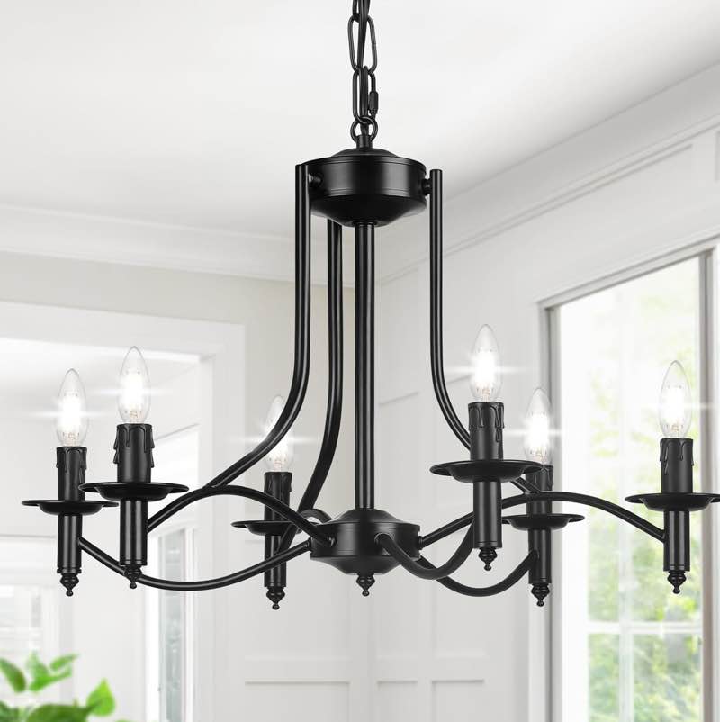 Black Candle-Style 6- Light Chandelier