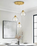 Gold Glass Pendant Light – Triple Globe Ceiling Fixture