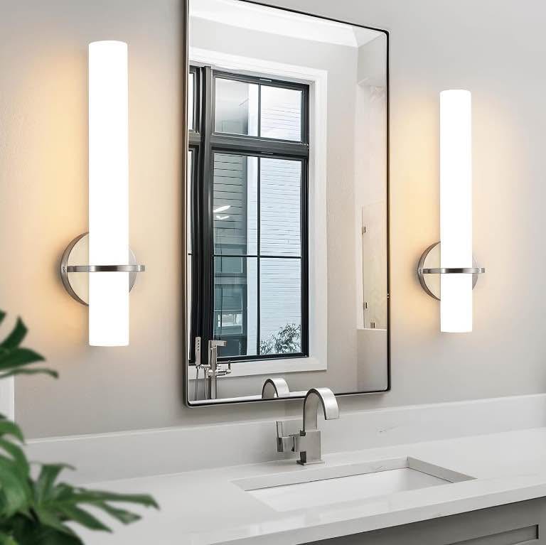 MODERN BRUSHED NICKEL WALL SCONCES – SET OF 2