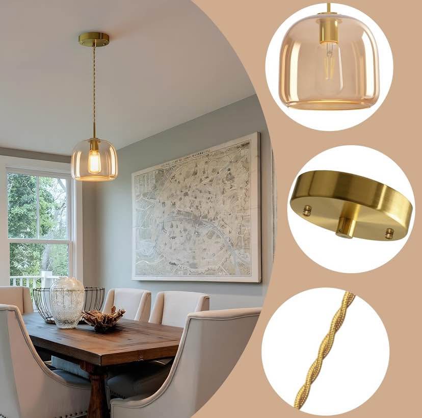 Glass Pendant Light - Gold/Brass Finish