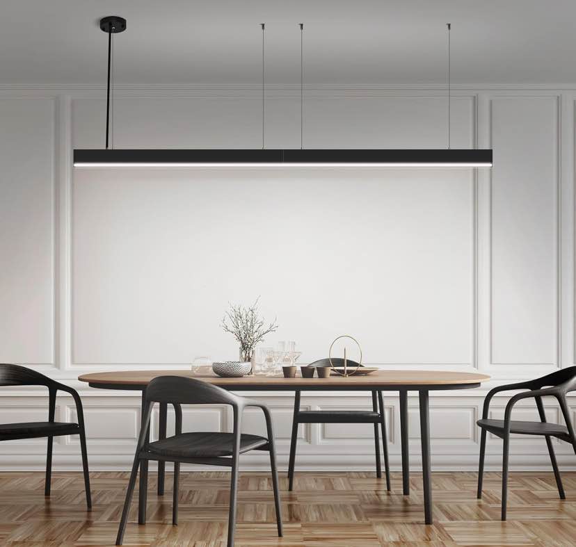 Black Rectangular Linear Pendant Light with Integrated LED