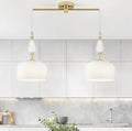 Elegant Pleated Double Pendant Light – Gold Accents & Frosted Shades