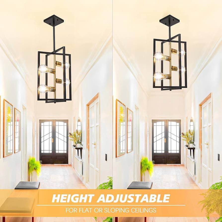 Black & Gold Rustic Farmhouse Chandelier - 4 Lights