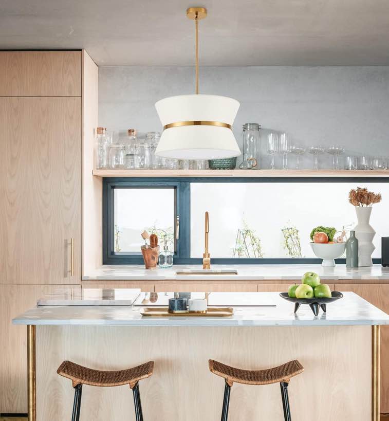 White & Gold Semi-Flush Mount Light