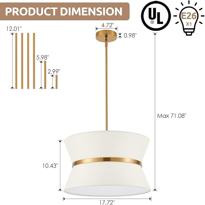 White & Gold Semi-Flush Mount Light
