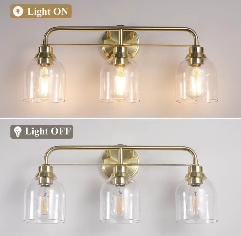 Gleaming Gold 3-Light Vanity Strip Fixture