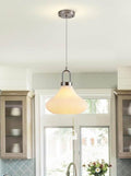 Stylish Kitchen Island Pendant - Ribbed Glass & Nickel Finish