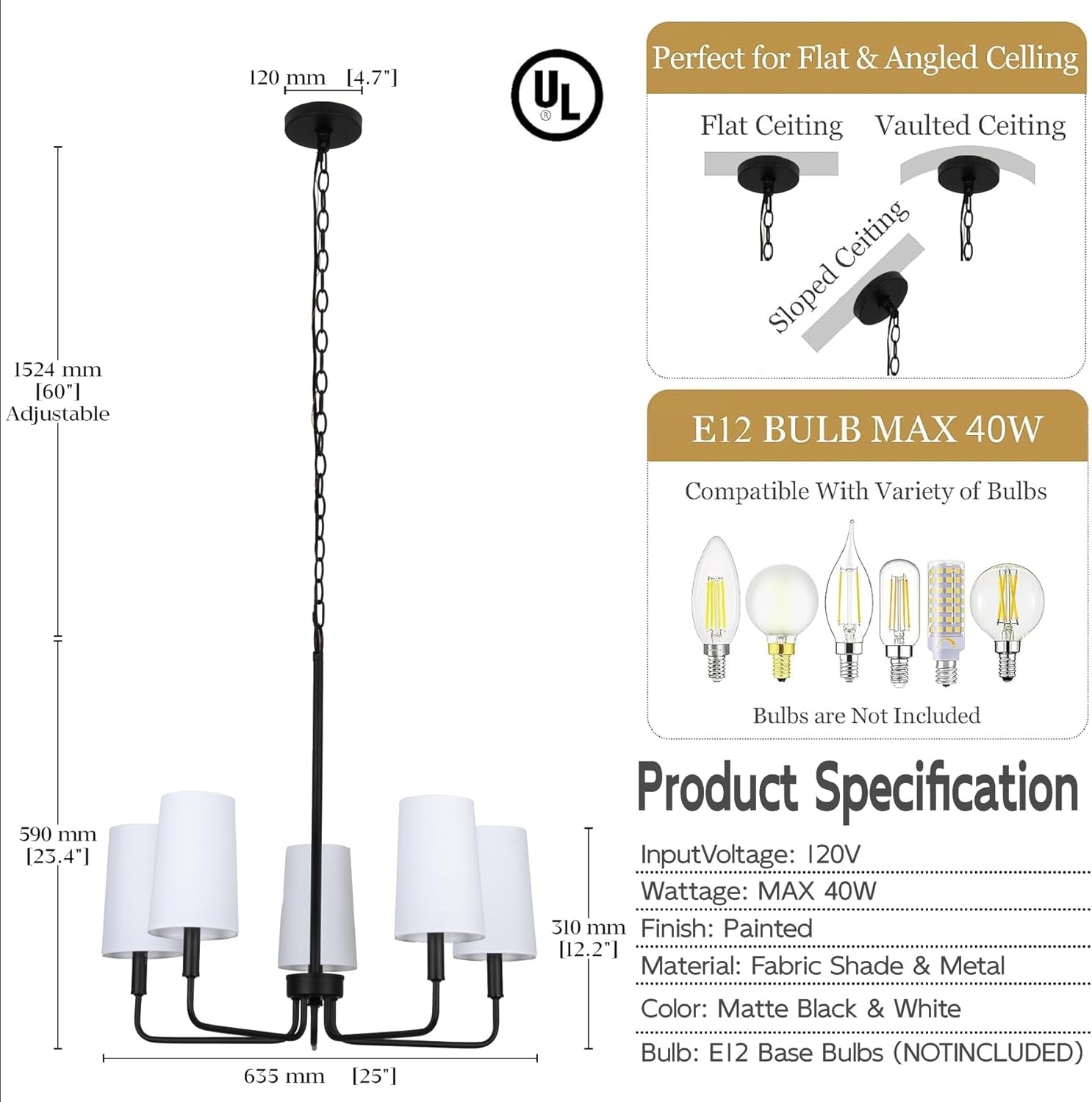 5-Light Farmhouse Chandelier