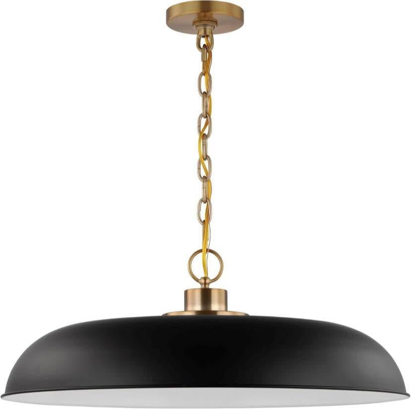 Black Dome Pendant with Brass Accents