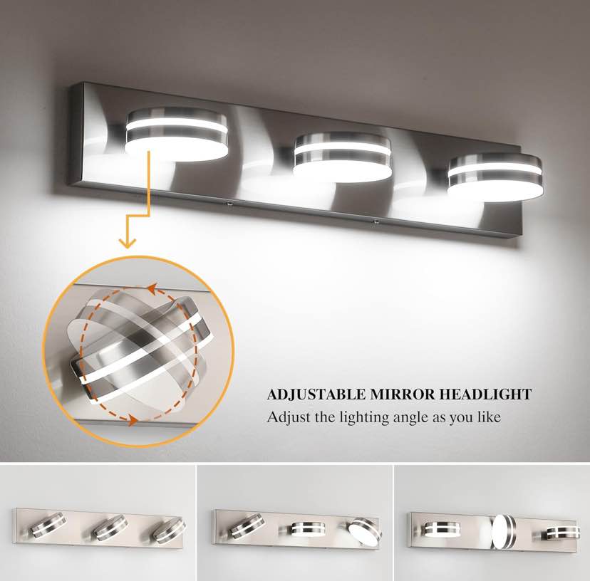 Dimmable LED Vanity Light - Nickel 3-Bulb Design