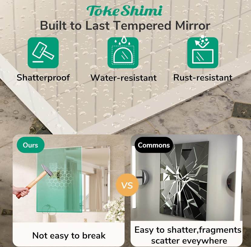 40” x 30” Frameless Bathroom Mirror