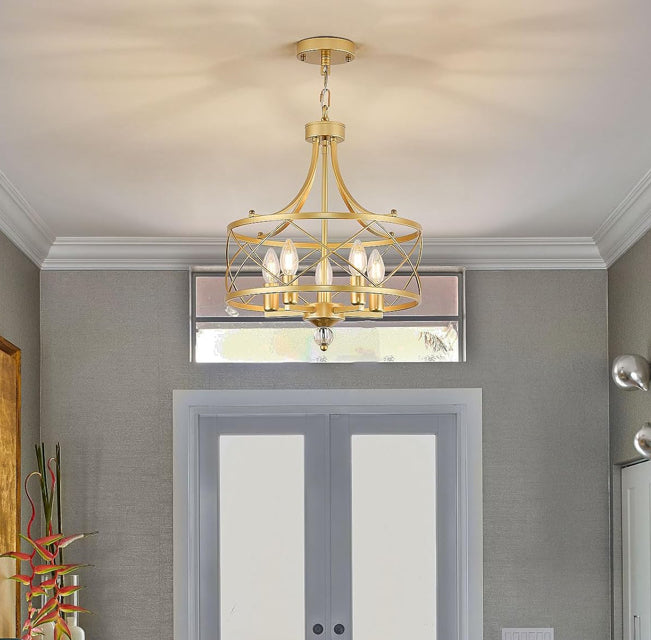 Gold Open‑Frame Chandelier – 4‑Light Lantern Style